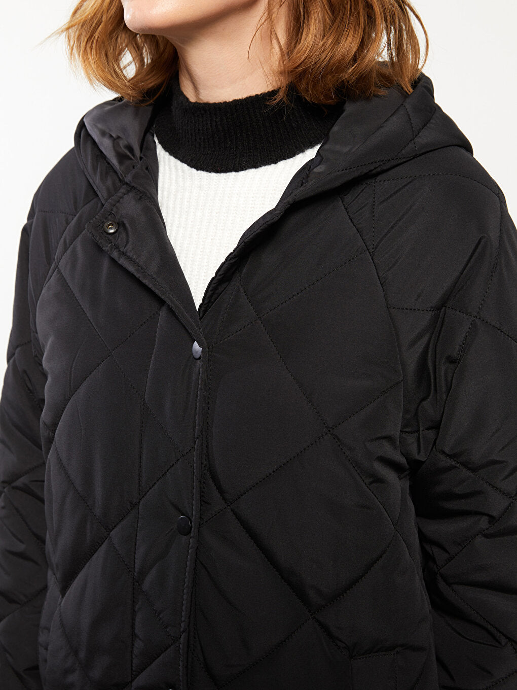 Hooded Quilted Long Sleeve Women's Coat