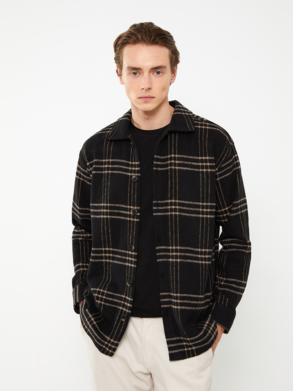 Regular Fit Long Sleeve Plaid Men's Lumberjack Shirt Jacket