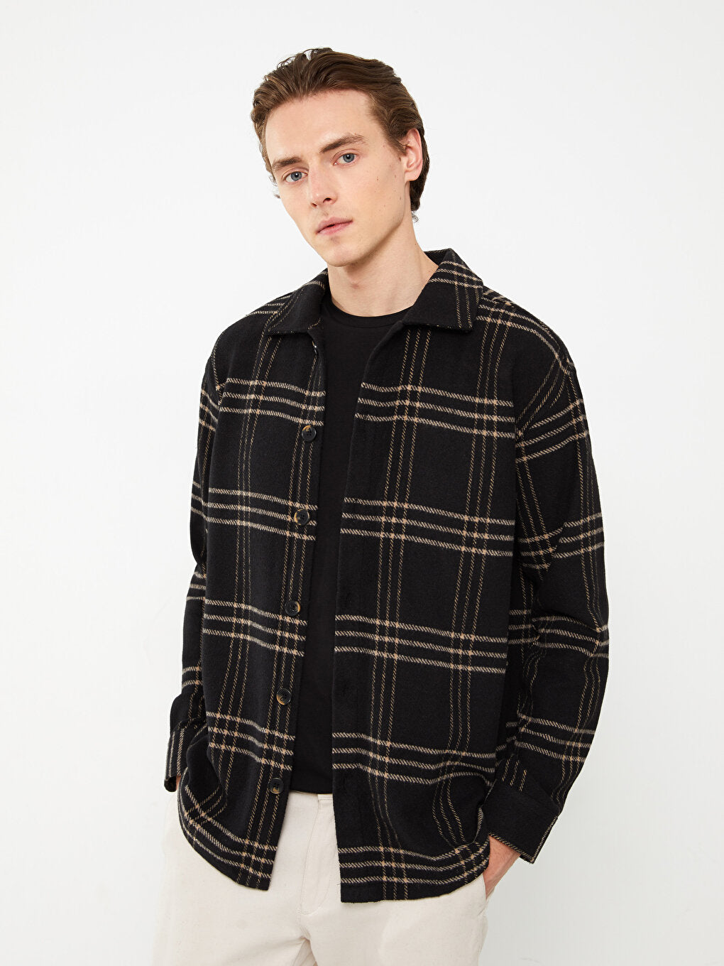 Regular Fit Long Sleeve Plaid Men's Lumberjack Shirt Jacket