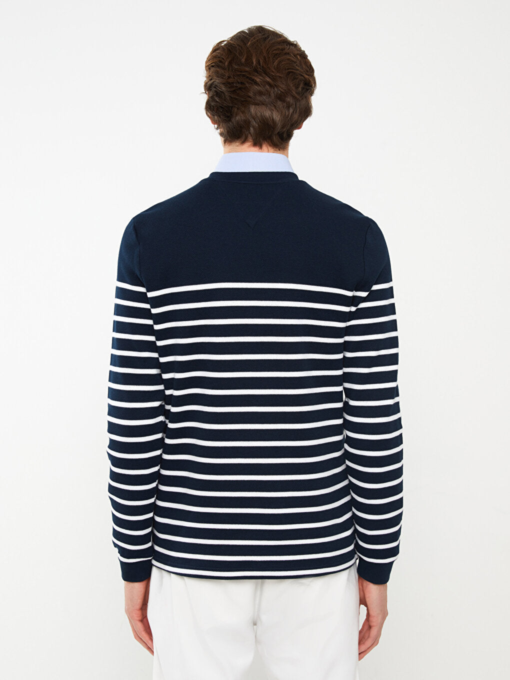 Crew Neck Long Sleeve Striped Men's Sweatshirt