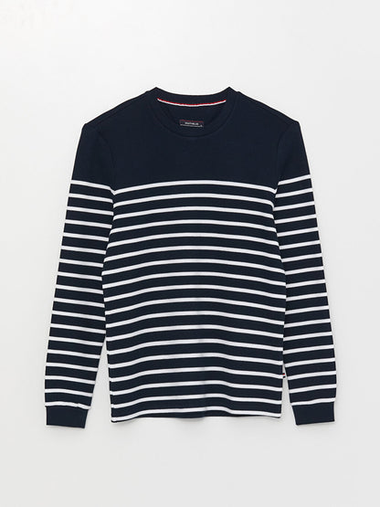 Crew Neck Long Sleeve Striped Men's Sweatshirt