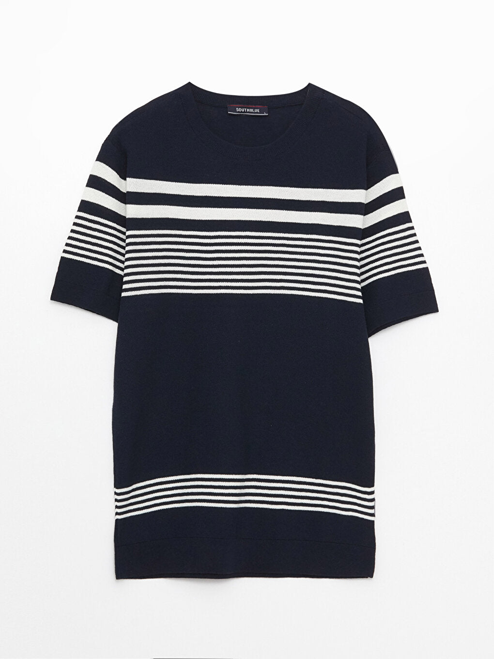 Crew Neck Short Sleeve Striped Men's Knitwear Sweater