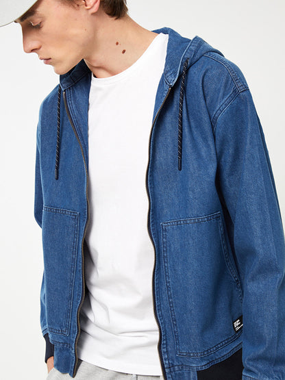 Comfortable Fit Hooded Men's Jean Jacket