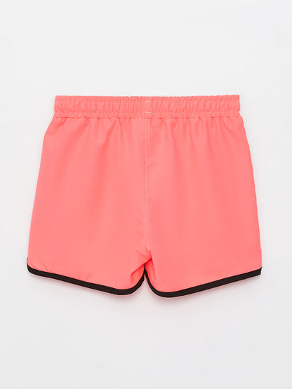 Printed Girls' Swim Shorts with Elastic Waist