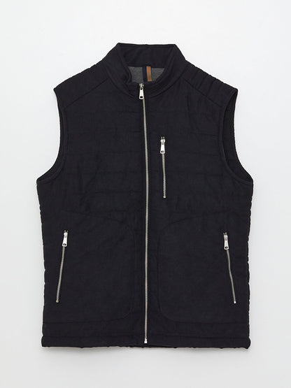 Slim Fit Stand Collar Suede Men's Vest