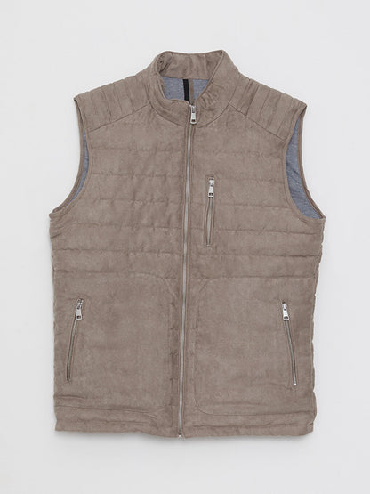 Slim Fit Stand Collar Suede Men's Vest