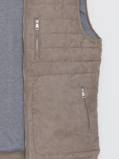 Slim Fit Stand Collar Suede Men's Vest