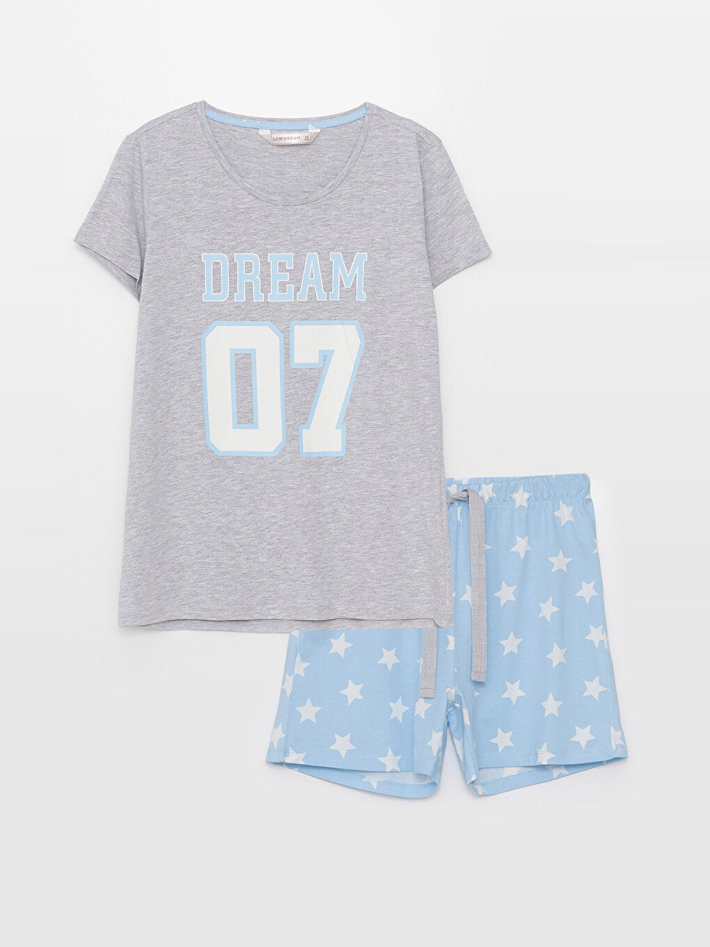 Crew Neck Printed Short Sleeve Women's Pajama Set