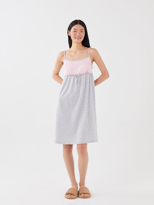 U-Neck Color Block Strappy Women's Nightgown