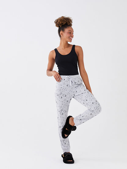 Patterned Women's Jogger Pajama Bottom with Elastic Waist