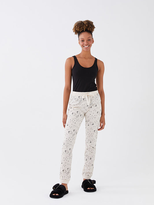 Patterned Women's Jogger Pajama Bottom with Elastic Waist