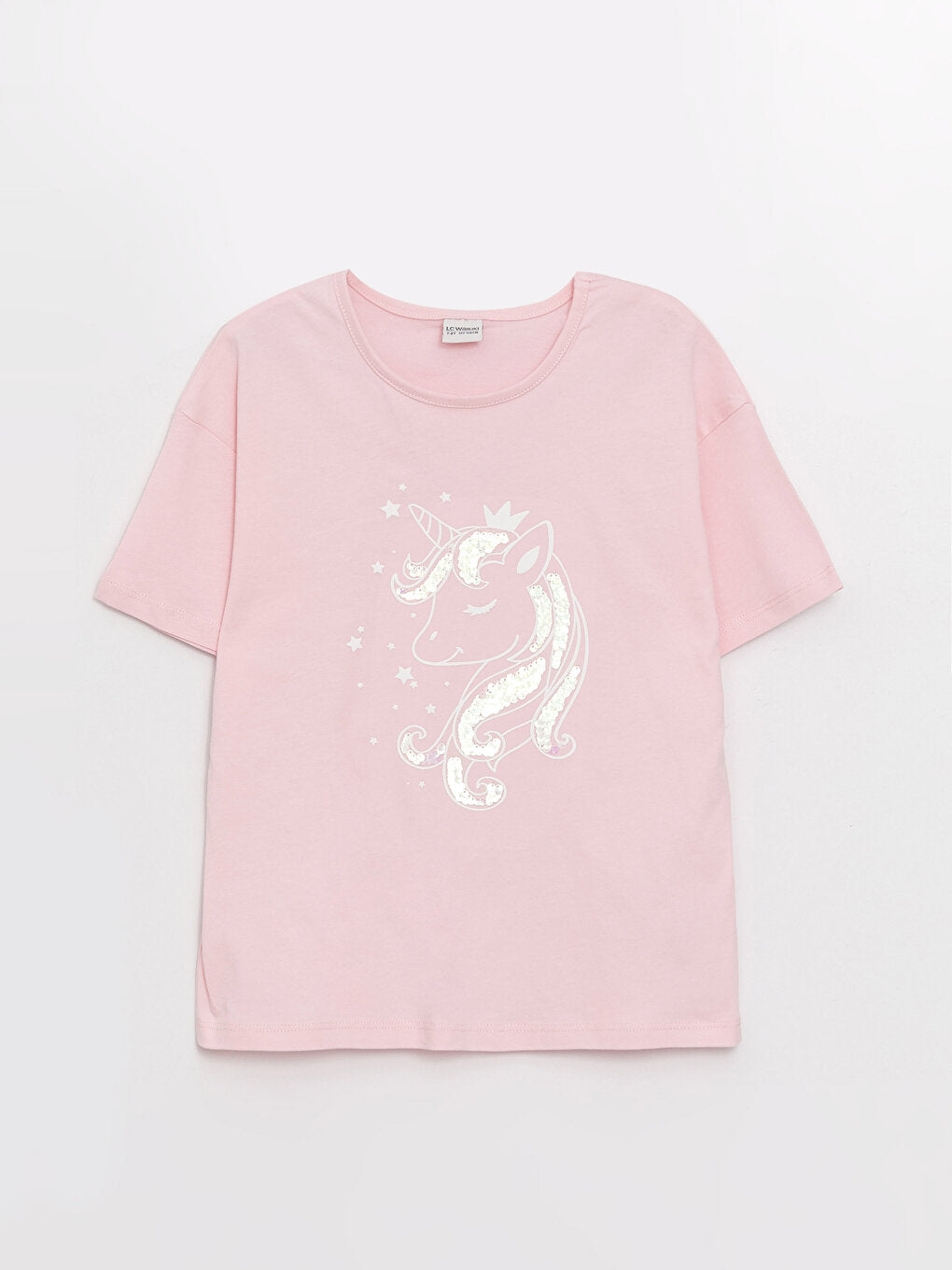 Crew Neck Printed Short Sleeve Girls' T-Shirt