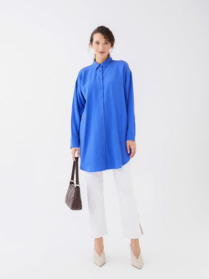 Plain Long Sleeve Oversize Women's Shirt Tunic