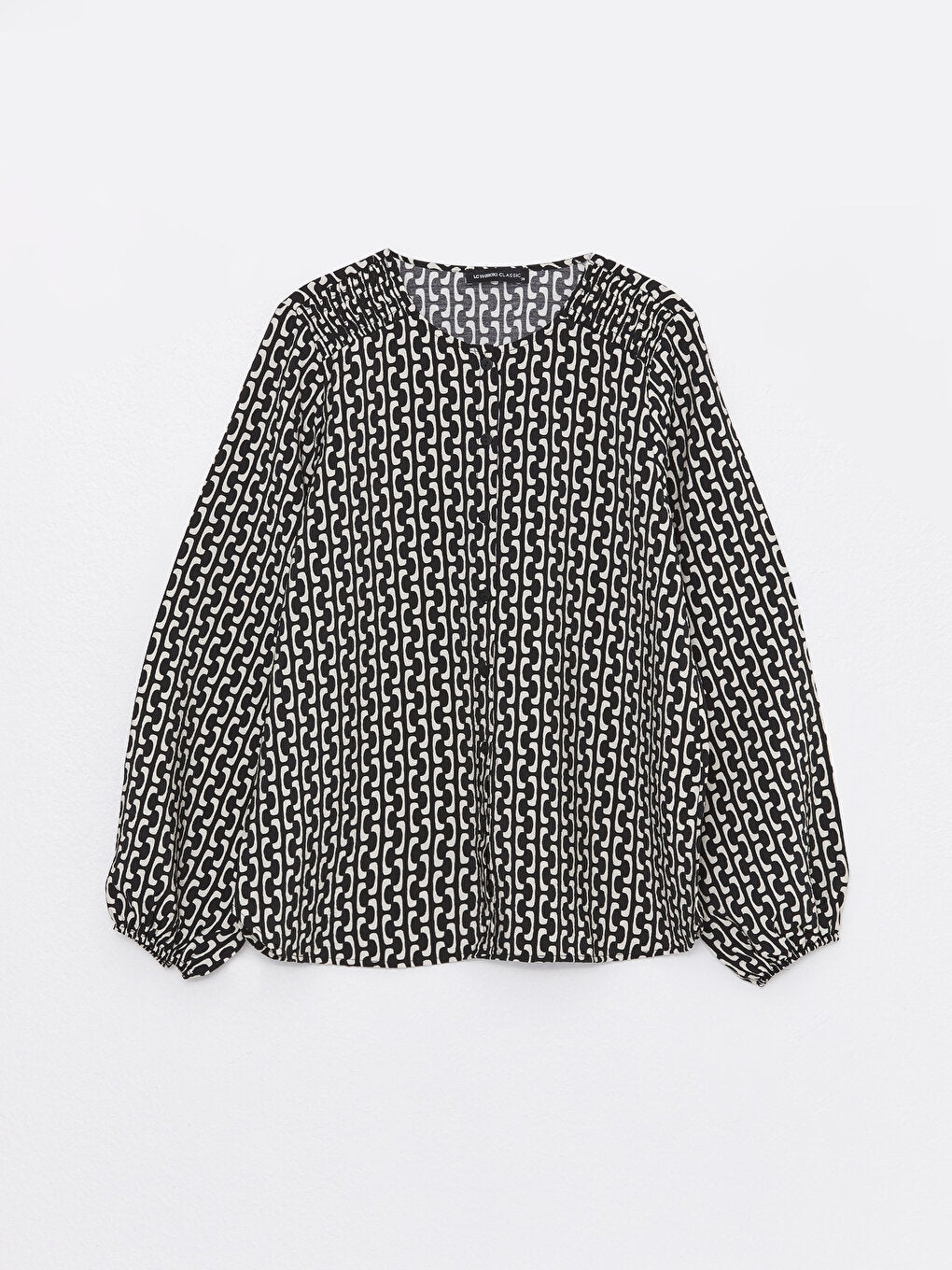 Crew Neck Patterned Long Sleeve Women's Blouse