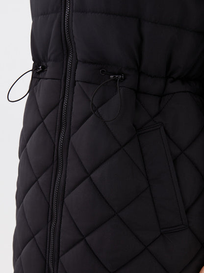 High Collar Quilted Patterned Women's Vest