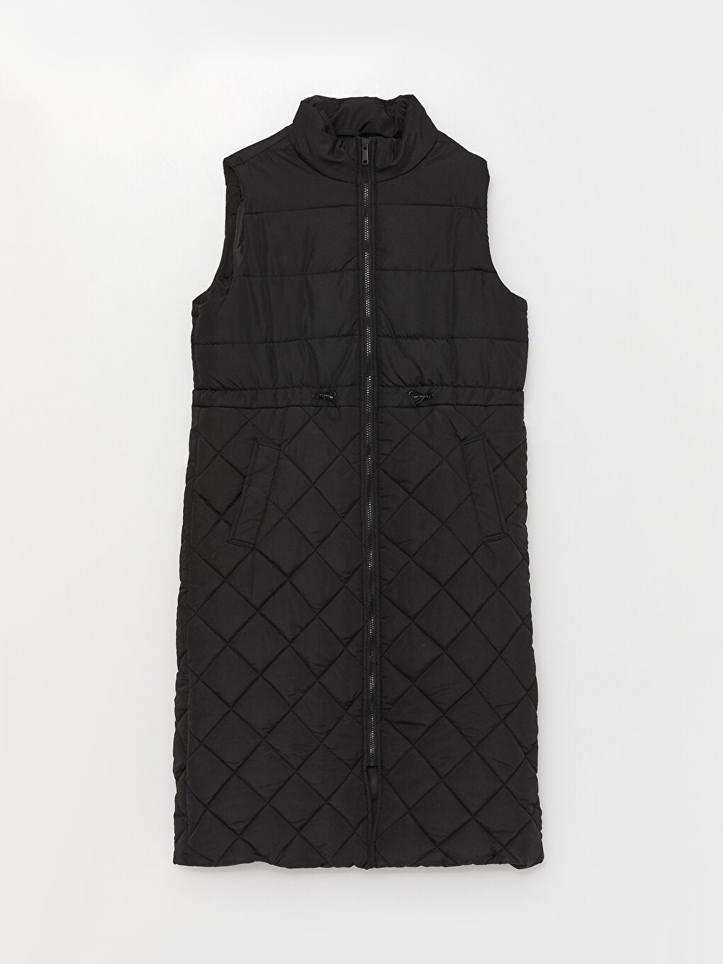 High Collar Quilted Patterned Women's Vest