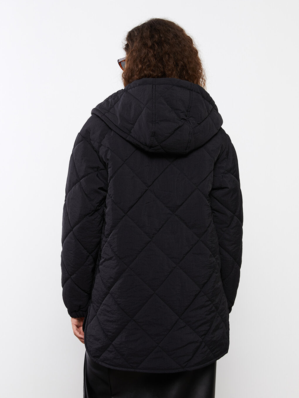 Hooded Quilted Patterned Long Sleeve Women's Puffer Coat