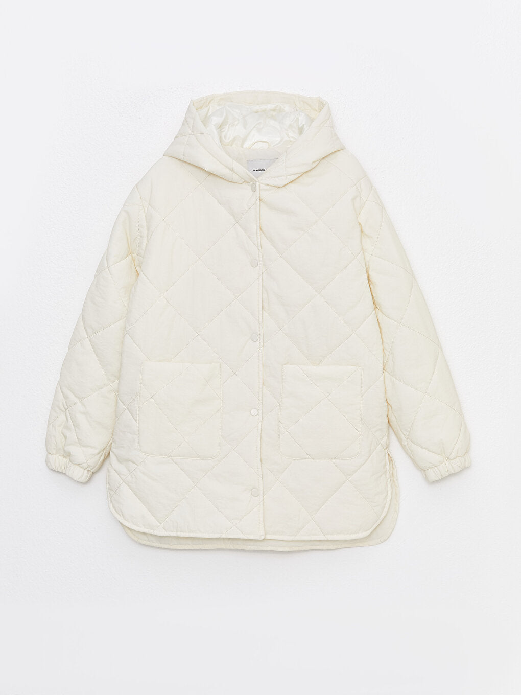 Hooded Quilted Patterned Long Sleeve Women's Puffer Coat