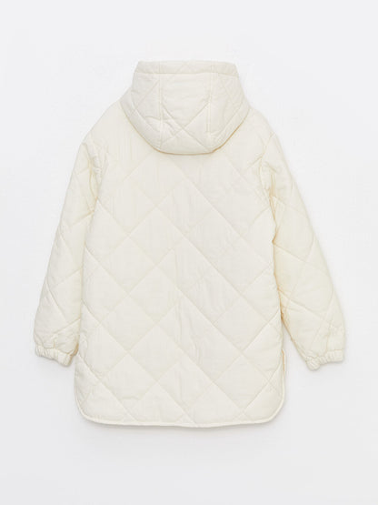 Hooded Quilted Patterned Long Sleeve Women's Puffer Coat