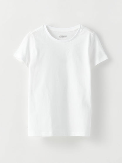 Crew Neck Basic Short Sleeve Cotton Girls' T-Shirt