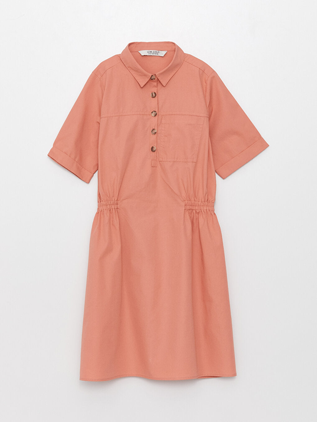 Shirt Collar Basic Short Sleeve Girl's Dress