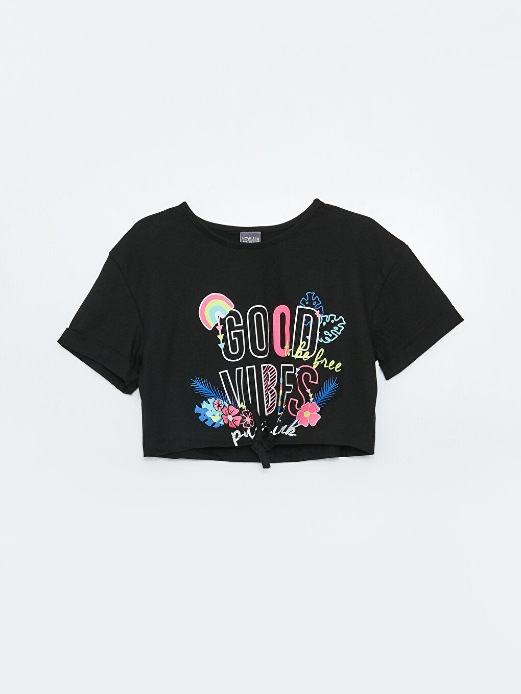 Crew Neck Printed Short Sleeve Girls' T-Shirt