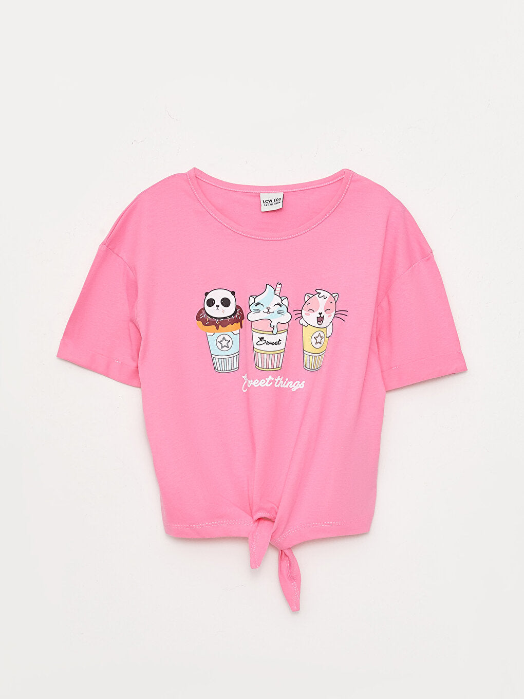 Crew Neck Printed Short Sleeve Girls' T-Shirt