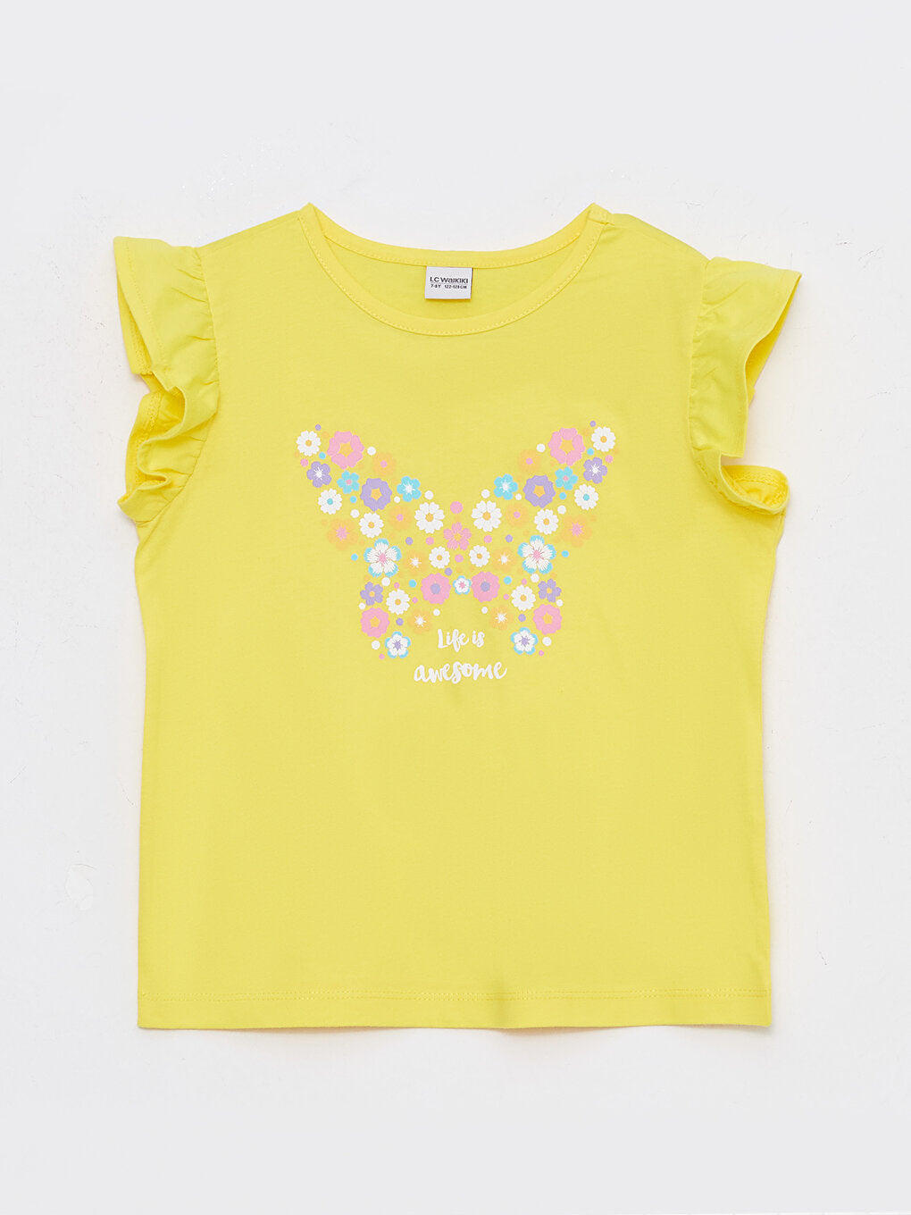 Crew Neck Printed Short Sleeve Girls' T-Shirt