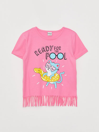 Crew Neck Printed Short Sleeve Girls' T-Shirt