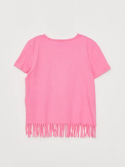 Crew Neck Printed Short Sleeve Girls' T-Shirt