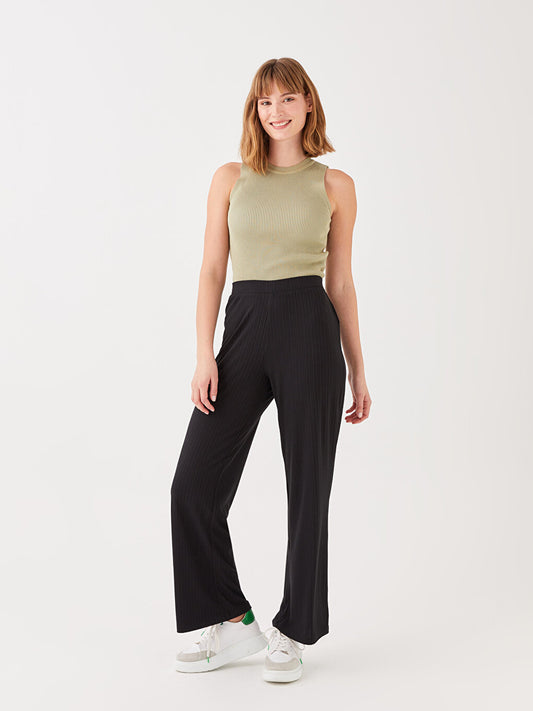 Slim Fit Women's Trousers with Elastic Waist