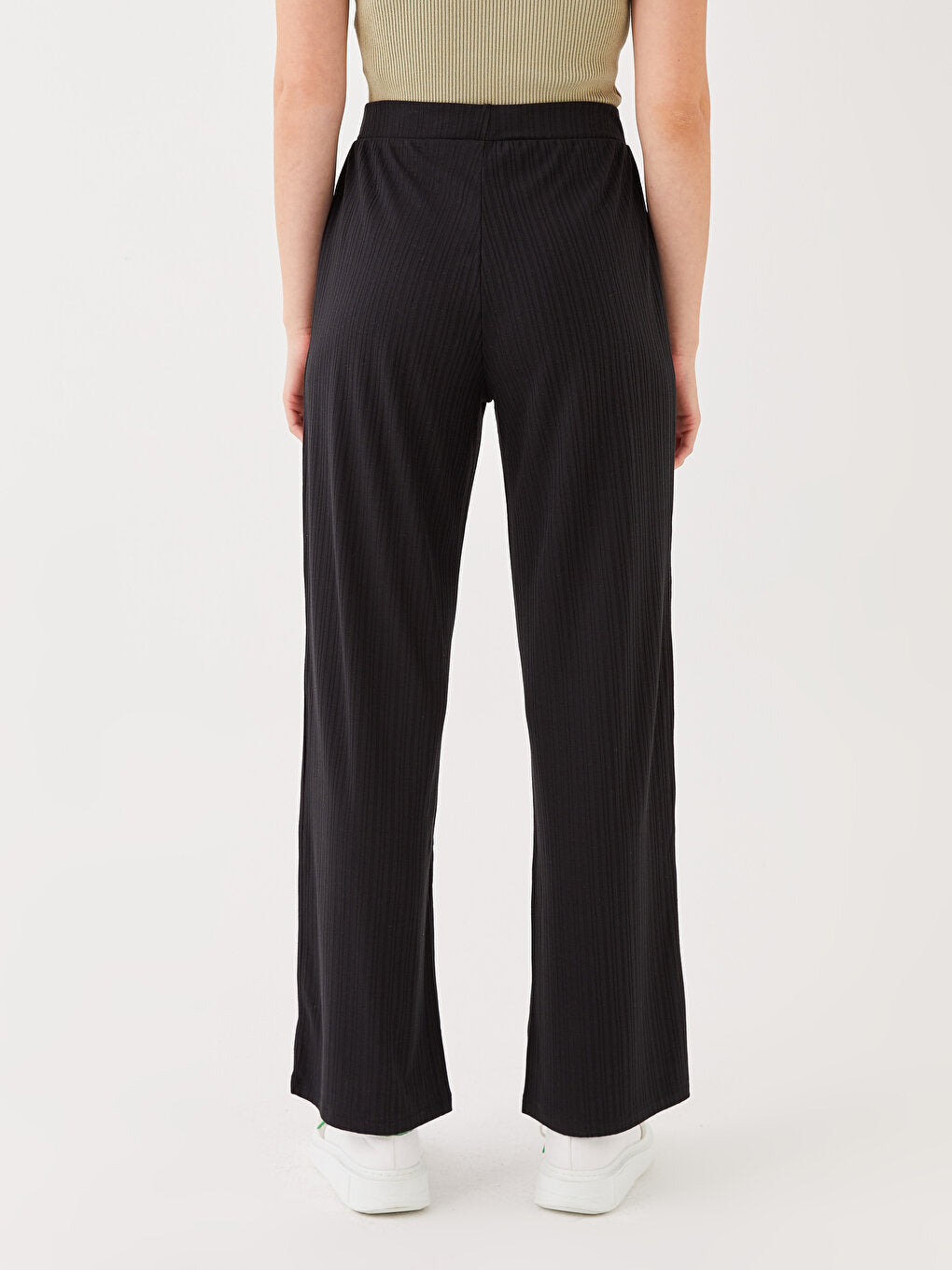 Slim Fit Women's Trousers with Elastic Waist