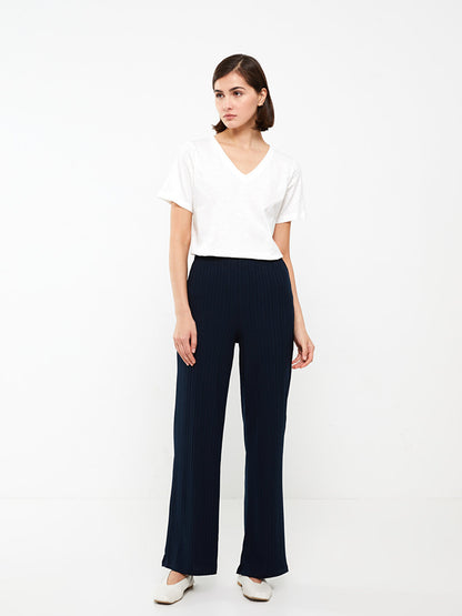 Slim Fit Women's Trousers with Elastic Waist