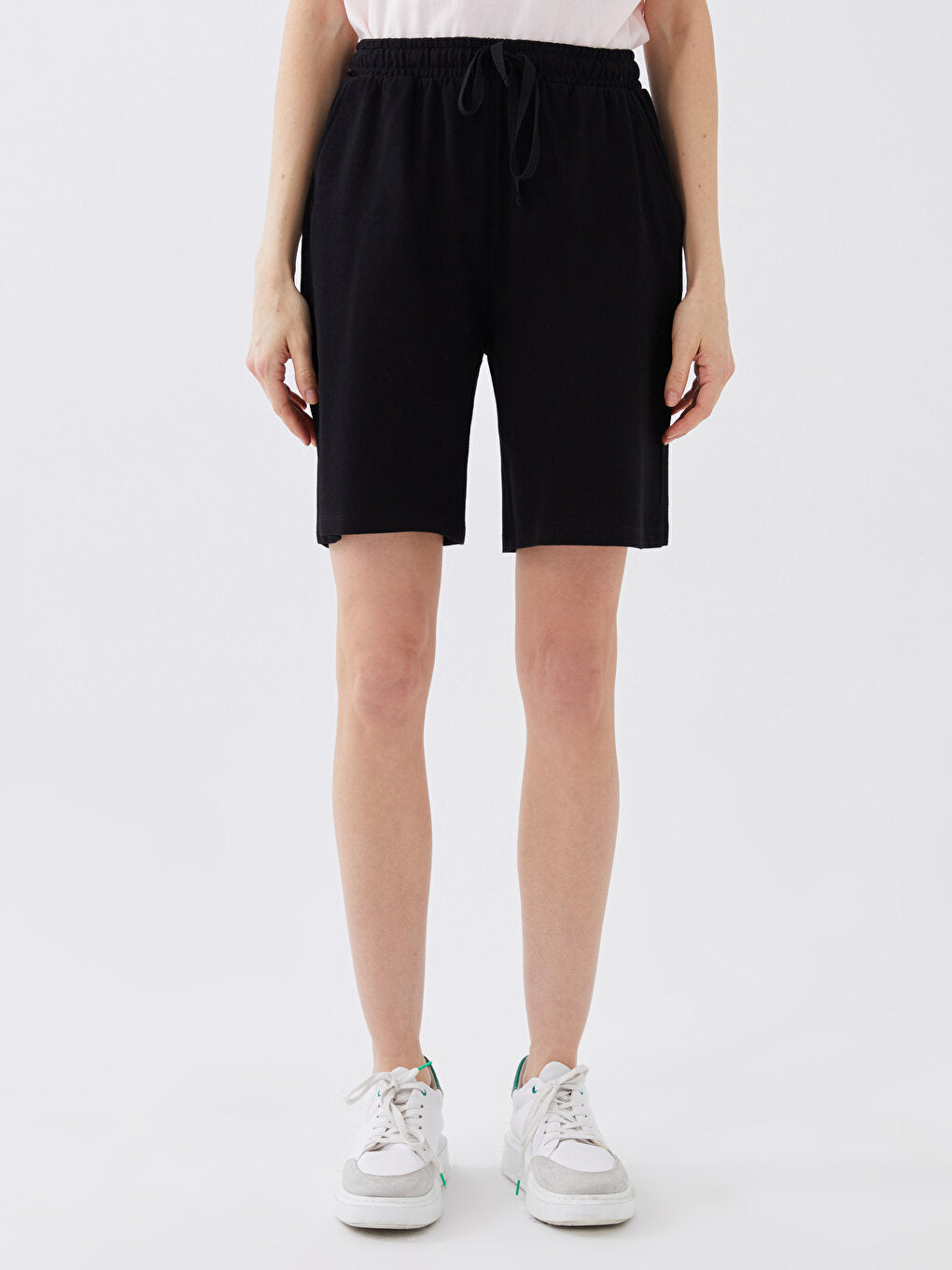 Women's Flat Pique Shorts with Elastic Waist