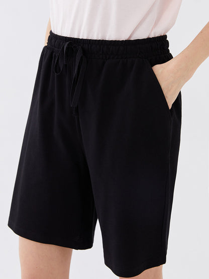 Women's Flat Pique Shorts with Elastic Waist