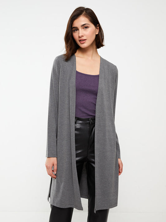 Shawl Collar Plain Long Sleeve Women's Cardigan