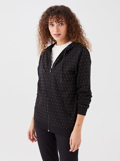 Hooded Polka Dot Long Sleeve Women's Cardigan