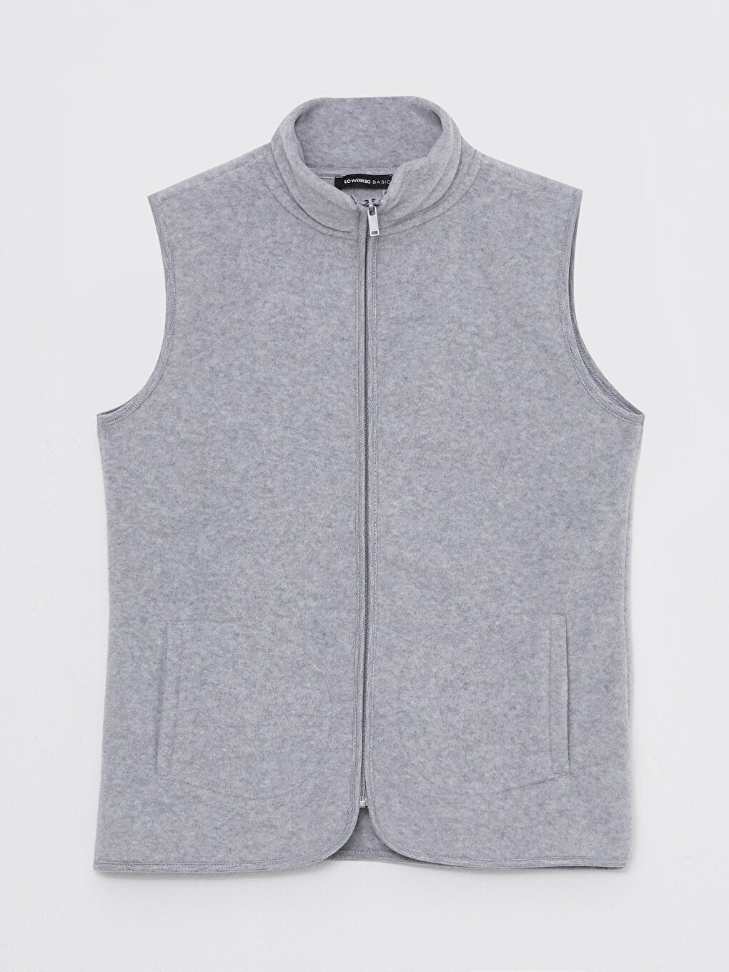 High Collar Plain Fleece Women's Vest