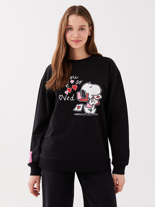 Crew Neck Snoopy Printed Long Sleeve Women's Sweatshirt Mother Daughter Combination