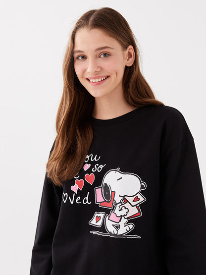 Crew Neck Snoopy Printed Long Sleeve Women's Sweatshirt Mother Daughter Combination