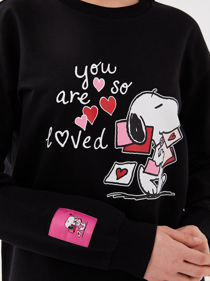 Crew Neck Snoopy Printed Long Sleeve Women's Sweatshirt Mother Daughter Combination