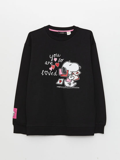 Crew Neck Snoopy Printed Long Sleeve Women's Sweatshirt Mother Daughter Combination