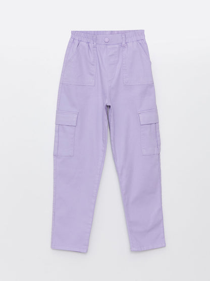 Gabardine Girl's Trousers with Elastic Waist