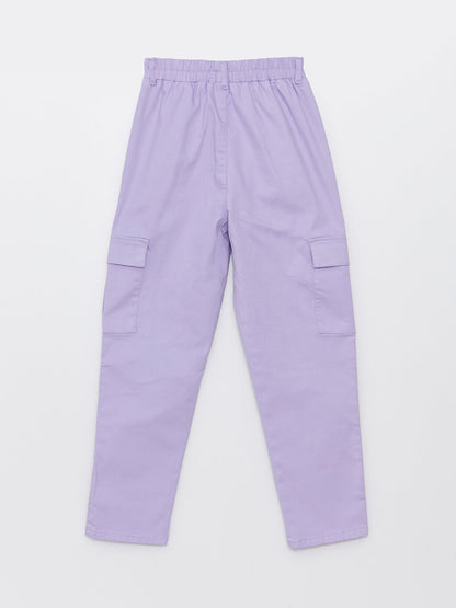 Gabardine Girl's Trousers with Elastic Waist