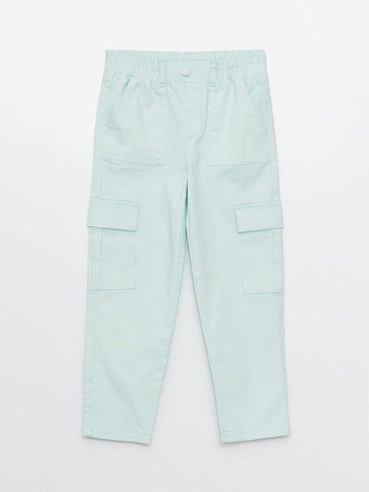 Gabardine Girl's Trousers with Elastic Waist