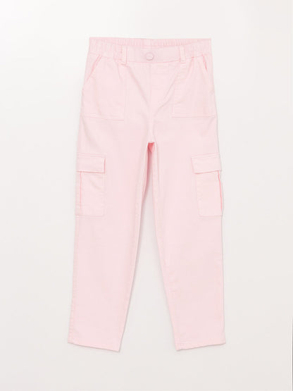 Gabardine Girl's Trousers with Elastic Waist