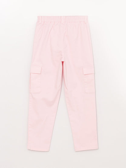 Gabardine Girl's Trousers with Elastic Waist