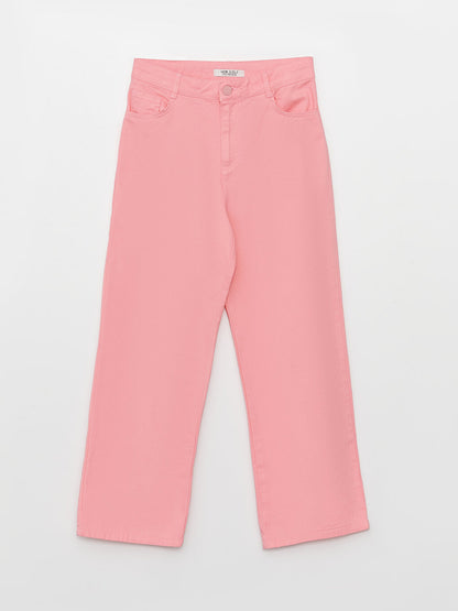 Basic Wide Leg Gabardine Girls' Trousers