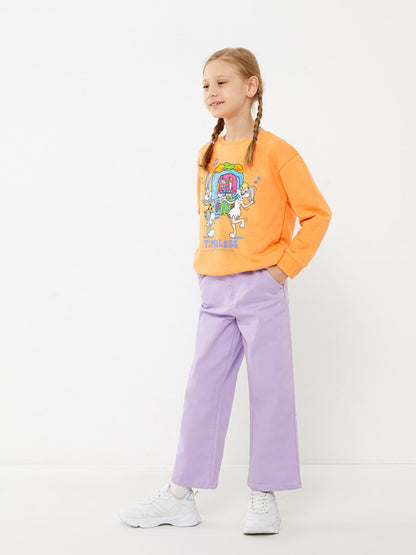 Basic Wide Leg Girls' Trousers with Elastic Waist