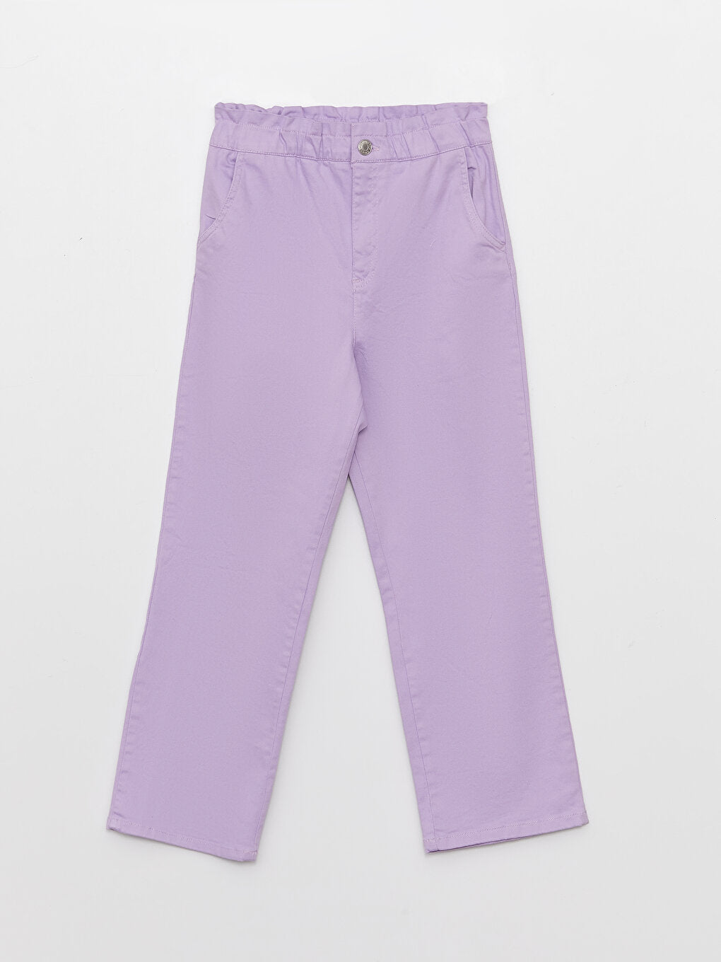 Basic Wide Leg Girls' Trousers with Elastic Waist